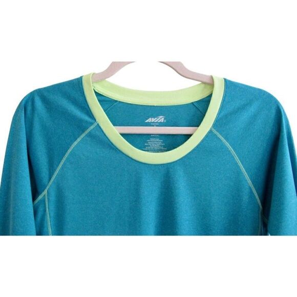 New Avia Estilo Turquoise Blue Long Sleeve Thumbholes Athletic Pullover Top S - Picture 3 of 6